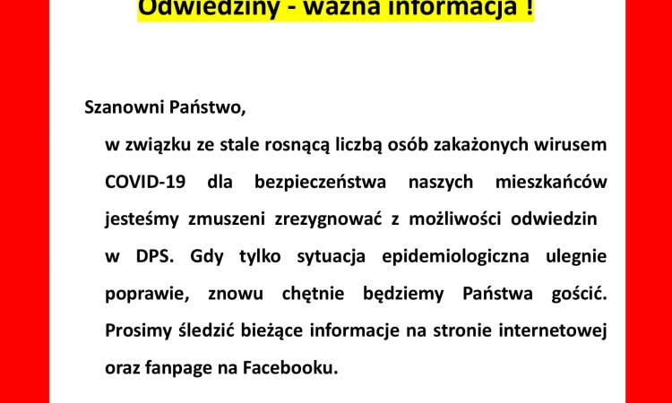 Odwiedziny - ważna informacja !